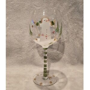 Sonoma‎ Lifestyle Hand Painted Snowman Christmas Trees Wine Glass Goblet Large
